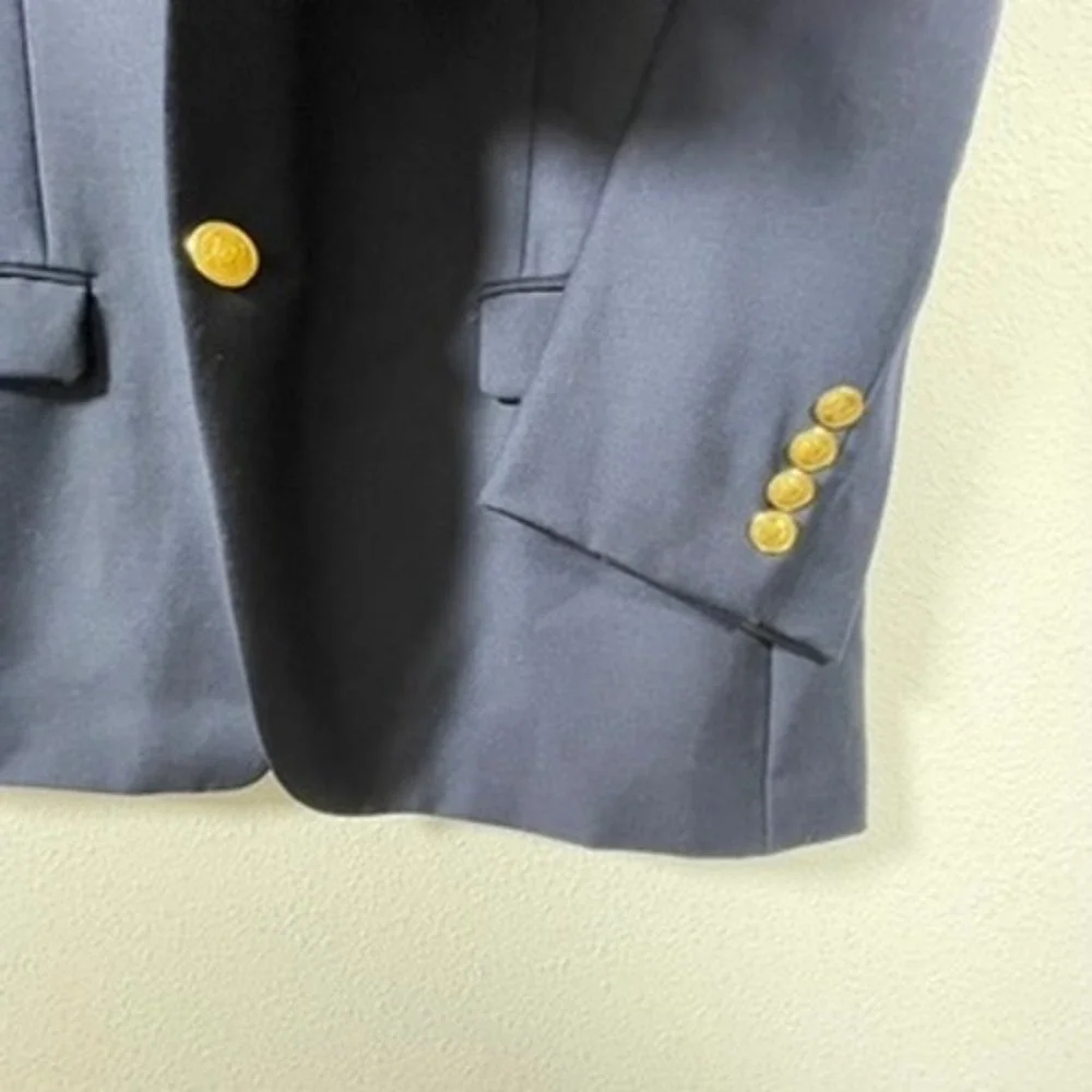 Lauren Ralph‎ Lauren Blazer Mens 42S Navy Blue Excellent Gold Crest Buttons Wool